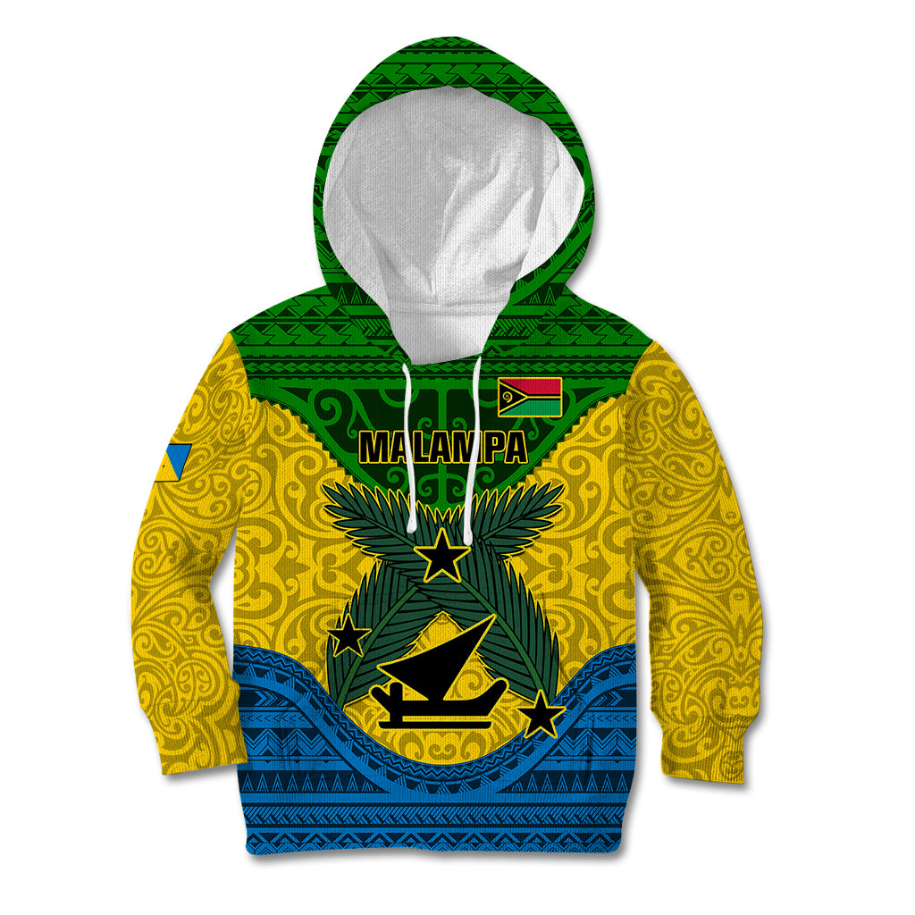 Vanuatu Malampa Province Kid Hoodie Coat Of Arms And Namele Fern Polynesian Pattern LT05 Hoodie Yellow - Polynesian Pride