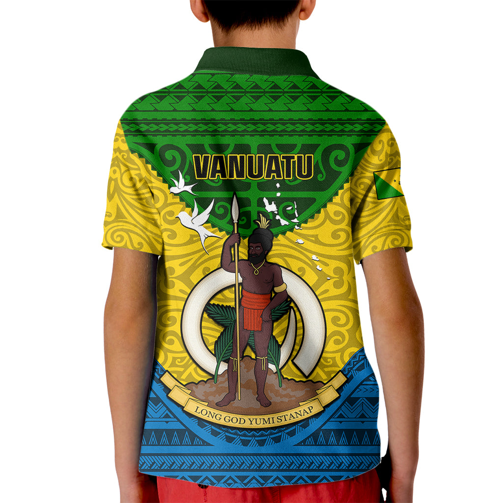 Vanuatu Malampa Province Kid Polo Shirt Coat Of Arms And Namele Fern Polynesian Pattern LT05 - Polynesian Pride
