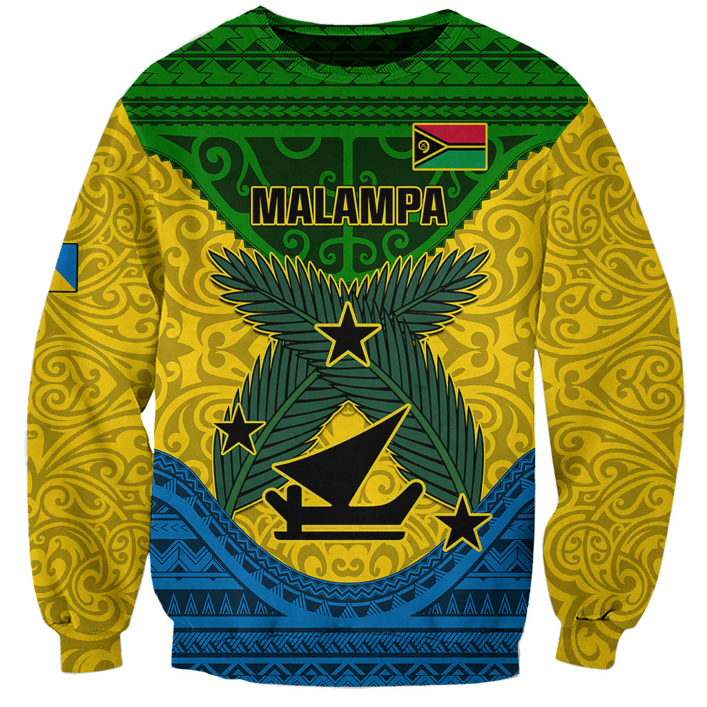 Vanuatu Malampa Province Sweatshirt Coat Of Arms And Namele Fern Polynesian Pattern LT05 Unisex Yellow - Polynesian Pride