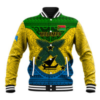 Personalized Vanuatu Malampa Province Baseball Jacket Coat Of Arms And Namele Fern Polynesian Pattern LT05 Unisex Yellow - Polynesian Pride