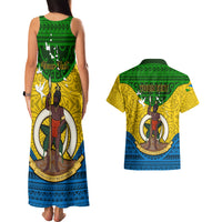 Personalized Vanuatu Malampa Province Couples Matching Tank Maxi Dress and Hawaiian Shirt Coat Of Arms And Namele Fern Polynesian Pattern LT05 - Polynesian Pride