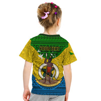 Personalized Vanuatu Malampa Province Kid T Shirt Coat Of Arms And Namele Fern Polynesian Pattern LT05 - Polynesian Pride