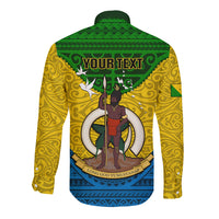 Personalized Vanuatu Malampa Province Long Sleeve Button Shirt Coat Of Arms And Namele Fern Polynesian Pattern LT05 - Polynesian Pride