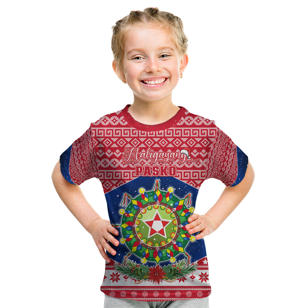 Personalised Philippines Christmas Kid T Shirt Filipino Parol Maligayang Pasko LT05 Red - Polynesian Pride