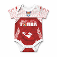 Custom Tonga Rugby Baby Onesie 2023 Pacific Championships Kupesi Ngatu Mate Maa LT05 Red - Polynesian Pride