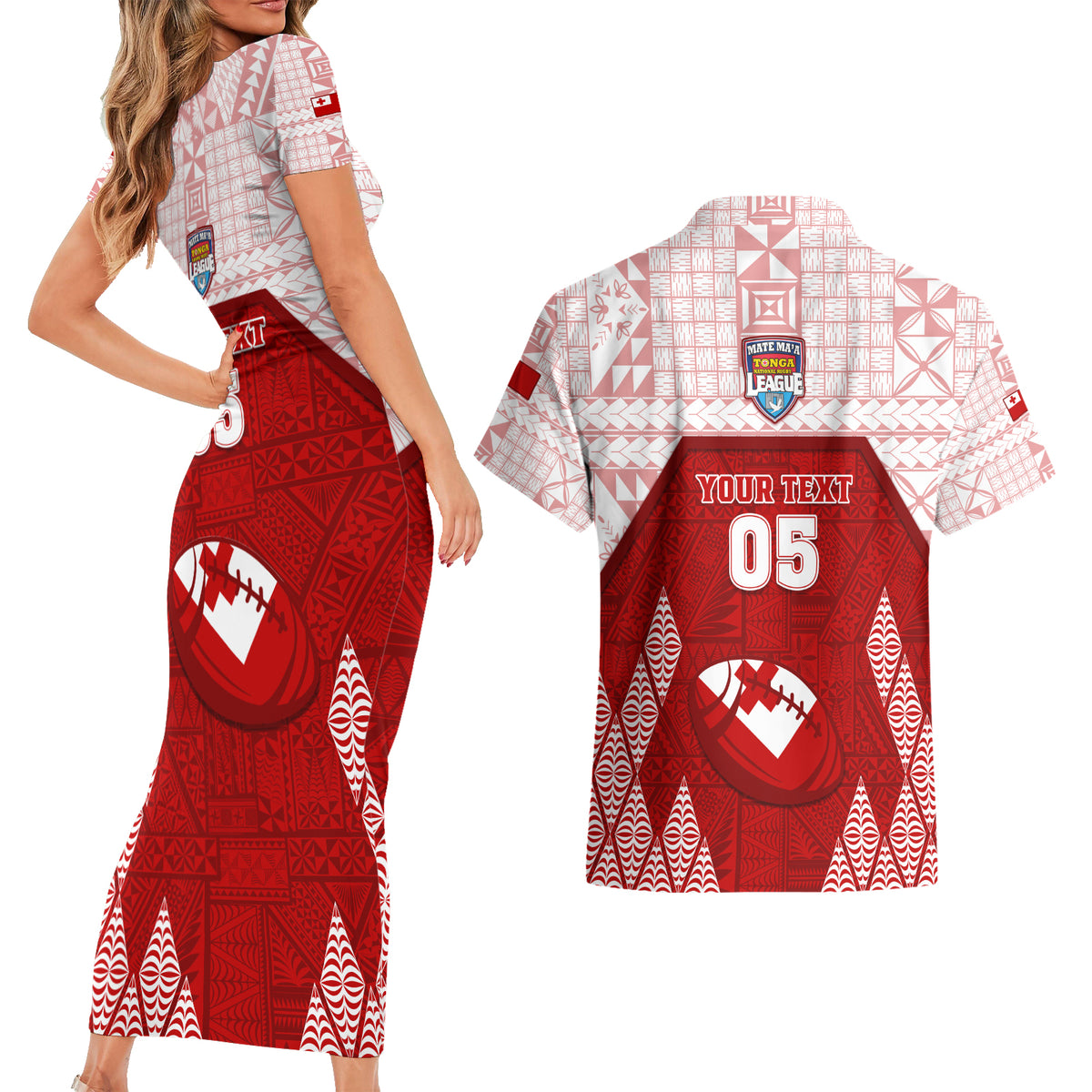 Custom Tonga Rugby Couples Matching Short Sleeve Bodycon Dress and Hawaiian Shirt 2023 Pacific Championships Kupesi Ngatu Mate Maa LT05 - Polynesian Pride