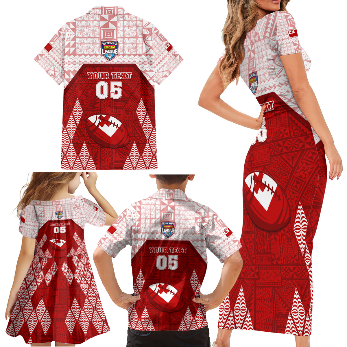 Custom Tonga Rugby Family Matching Short Sleeve Bodycon Dress and Hawaiian Shirt 2023 Pacific Championships Kupesi Ngatu Mate Maa LT05 - Polynesian Pride
