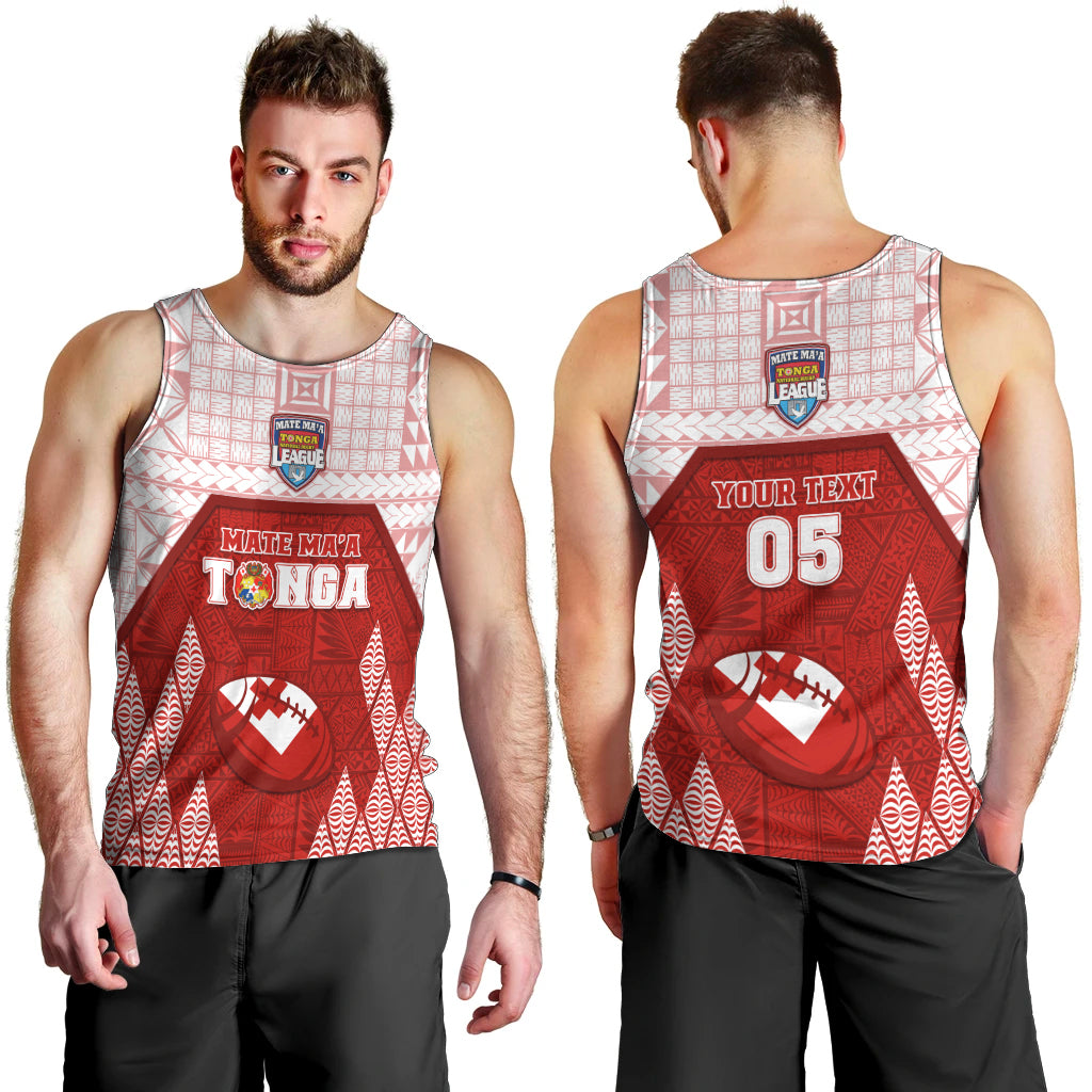 Custom Tonga Rugby Men Tank Top 2023 Pacific Championships Kupesi Ngatu Mate Maa LT05 - Polynesian Pride