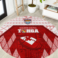 Tonga Rugby Round Carpet 2023 Pacific Championships Kupesi Ngatu Mate Maa LT05 Red - Polynesian Pride