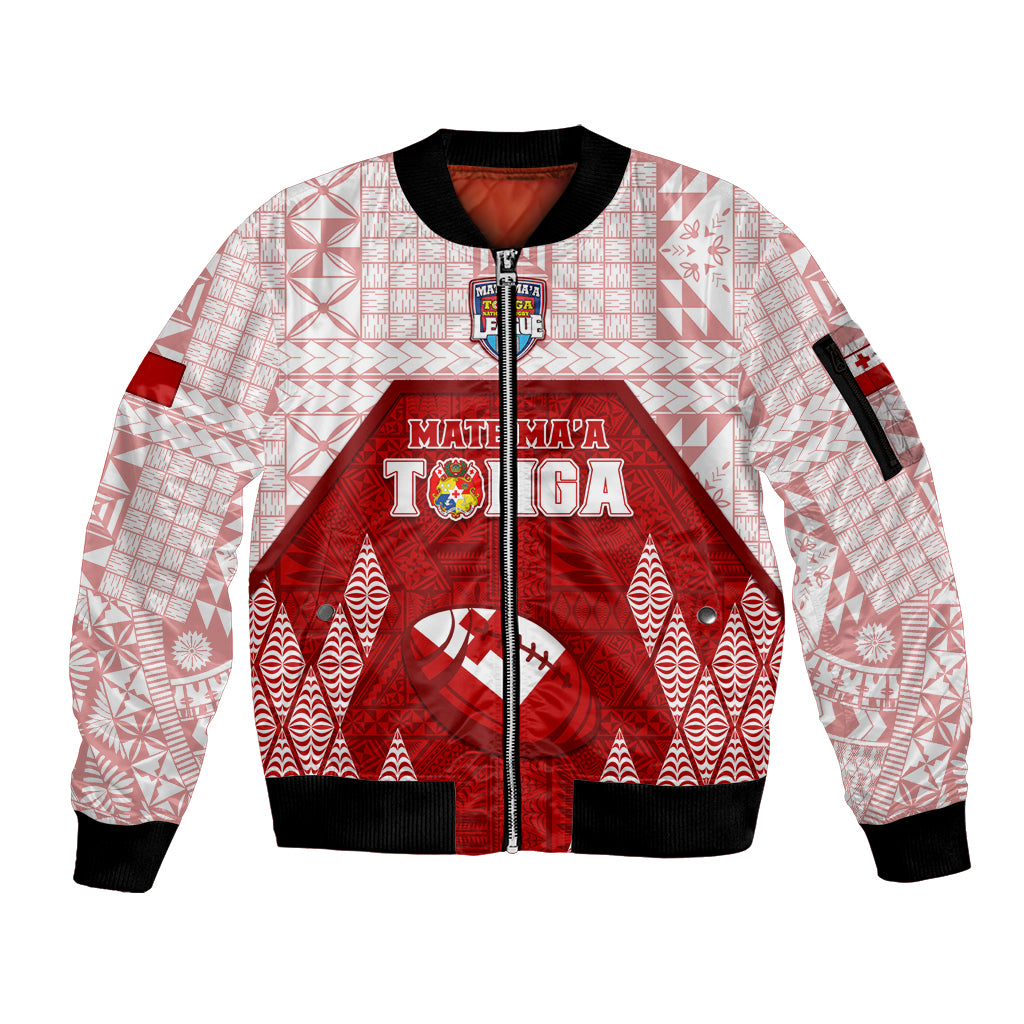 Custom Tonga Rugby Sleeve Zip Bomber Jacket 2023 Pacific Championships Kupesi Ngatu Mate Maa LT05 Unisex Red - Polynesian Pride