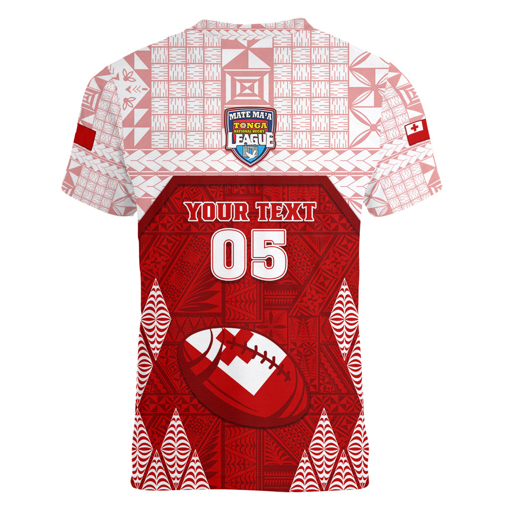 Custom Tonga Rugby Women V Neck T Shirt 2023 Pacific Championships Kupesi Ngatu Mate Maa LT05 - Polynesian Pride