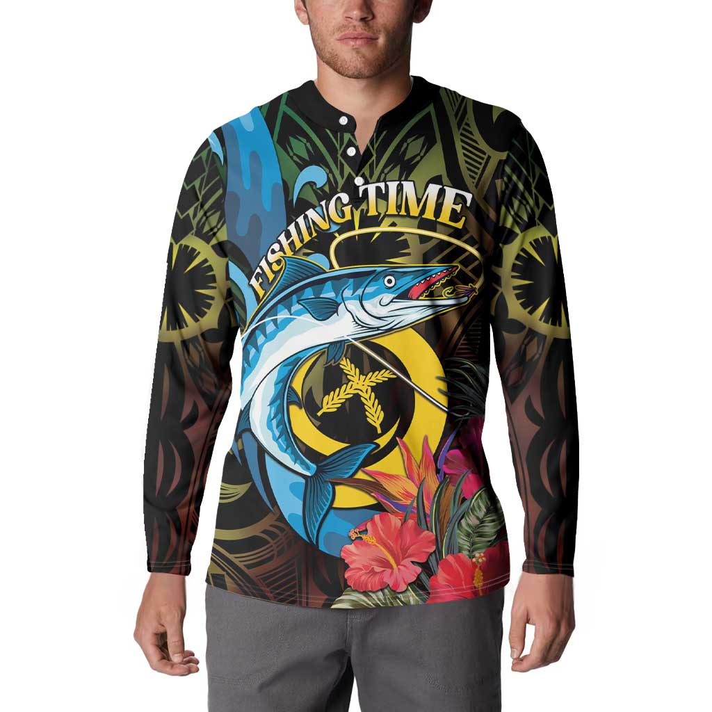 Vanuatu Fishing Button Sweatshirt It's Time To Fish