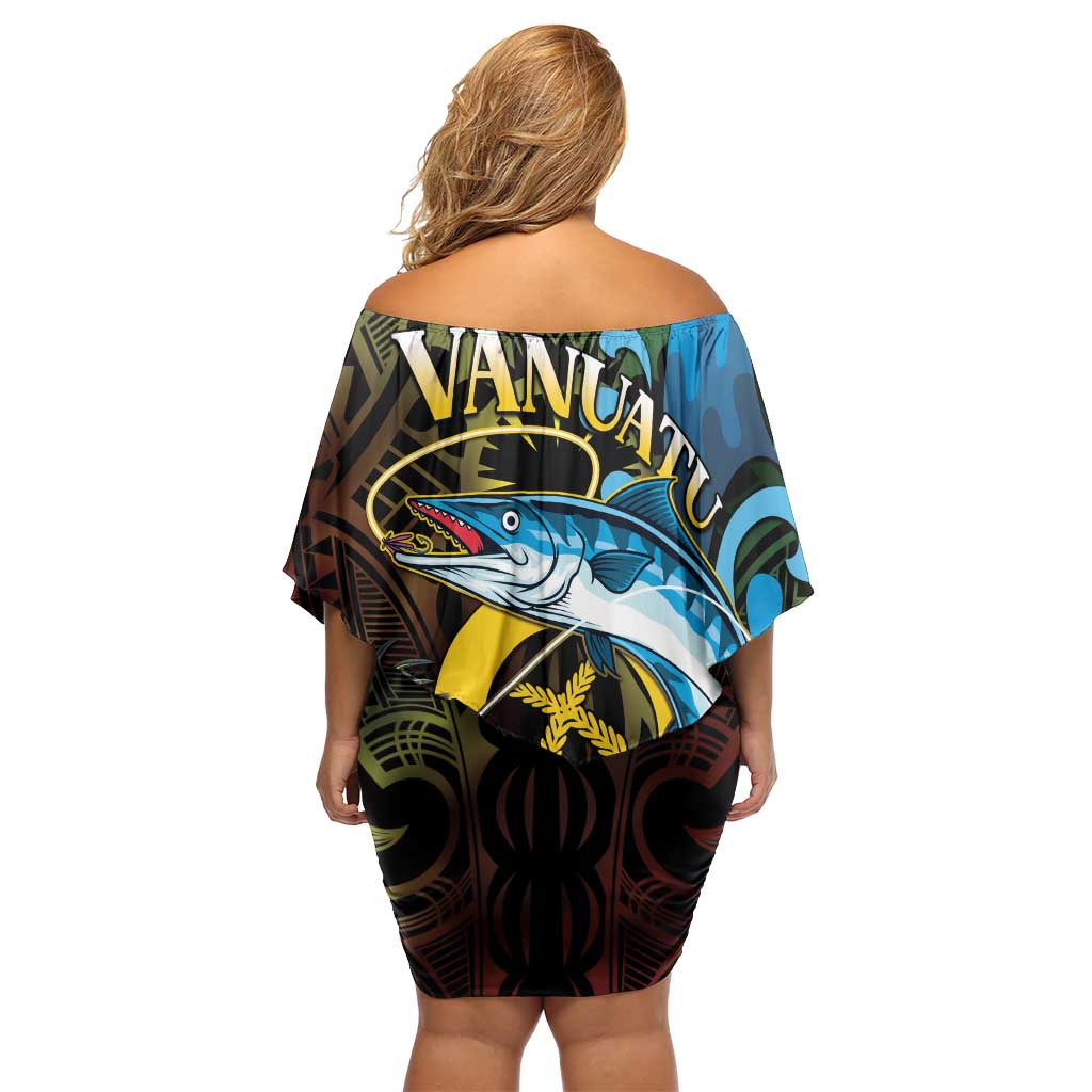 Vanuatu Fishing Family Matching Off Shoulder Short Dress and Hawaiian Shirt It's Time To Fish LT05 - Polynesian Pride