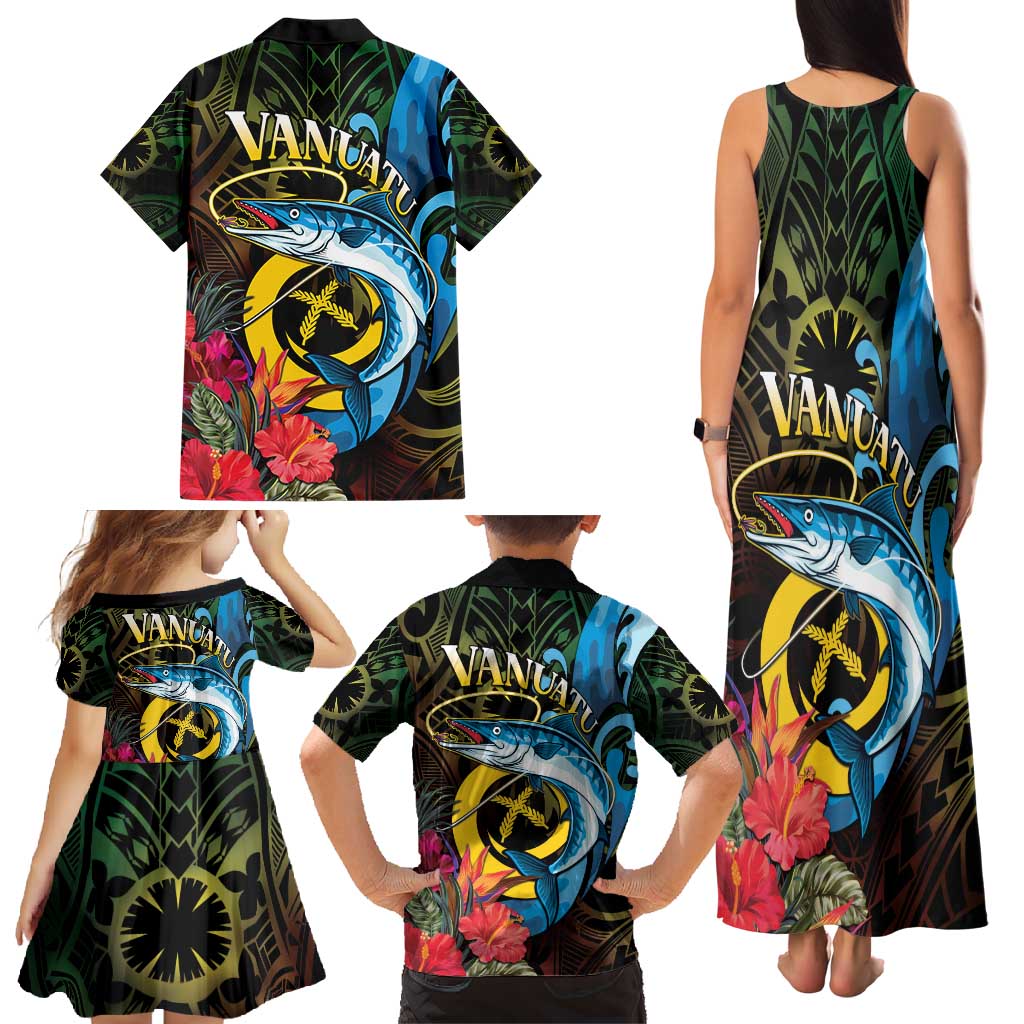 Vanuatu Fishing Family Matching Tank Maxi Dress and Hawaiian Shirt It's Time To Fish LT05 - Polynesian Pride