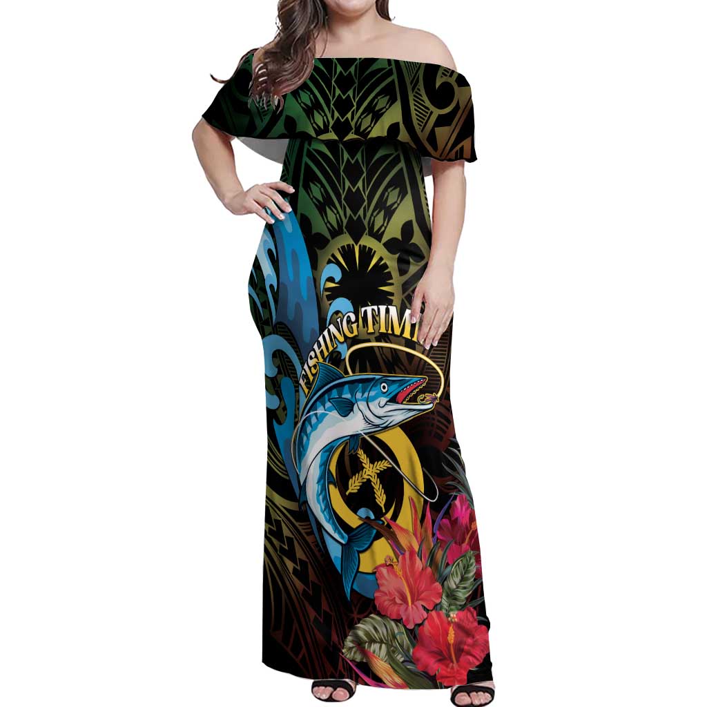 Vanuatu Fishing Off Shoulder Maxi Dress It's Time To Fish