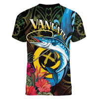 Vanuatu Fishing Women V-Neck T-Shirt It's Time To Fish