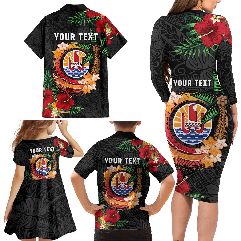 Personalised French Polynesia Outrigger Canoe Race Family Matching Long Sleeve Bodycon Dress and Hawaiian Shirt Tropical Vibe LT05 - Polynesian Pride