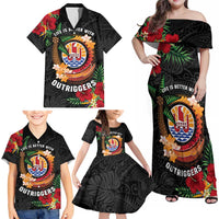 Personalised French Polynesia Outrigger Canoe Race Family Matching Off Shoulder Maxi Dress and Hawaiian Shirt Tropical Vibe LT05 - Polynesian Pride