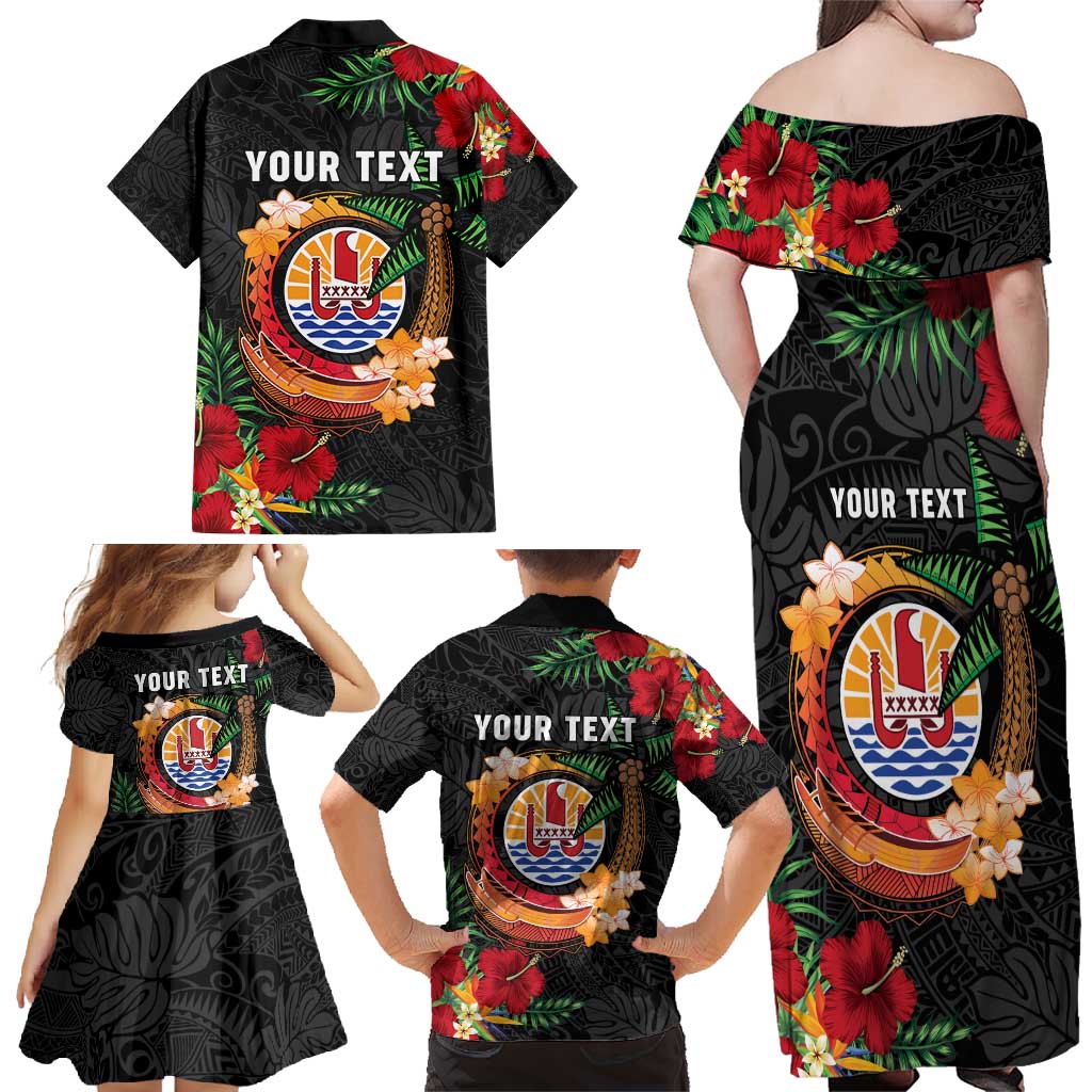 Personalised French Polynesia Outrigger Canoe Race Family Matching Off Shoulder Maxi Dress and Hawaiian Shirt Tropical Vibe LT05 - Polynesian Pride