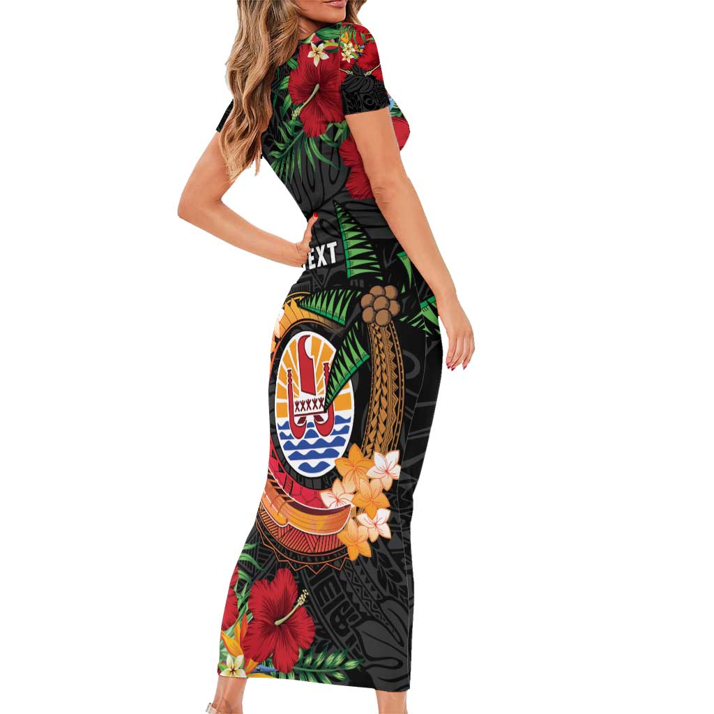 Personalised French Polynesia Outrigger Canoe Race Family Matching Short Sleeve Bodycon Dress and Hawaiian Shirt Tropical Vibe LT05 - Polynesian Pride