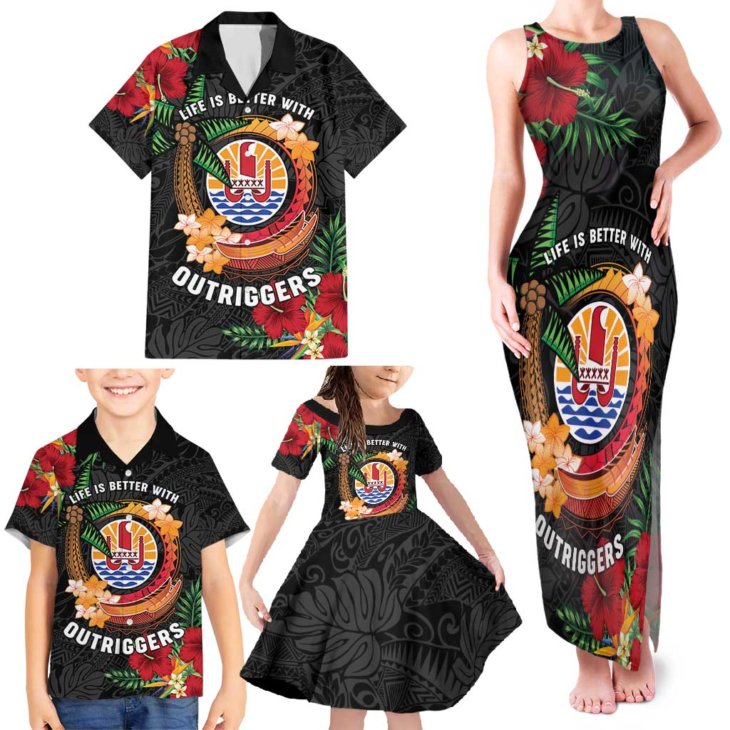 Personalised French Polynesia Outrigger Canoe Race Family Matching Tank Maxi Dress and Hawaiian Shirt Tropical Vibe LT05 - Polynesian Pride