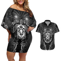 Aotearoa Toitu Te Tiriti Couples Matching Off Shoulder Short Dress and Hawaiian Shirt Ka Mua Ka Muri