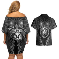 Aotearoa Toitu Te Tiriti Couples Matching Off Shoulder Short Dress and Hawaiian Shirt Ka Mua Ka Muri