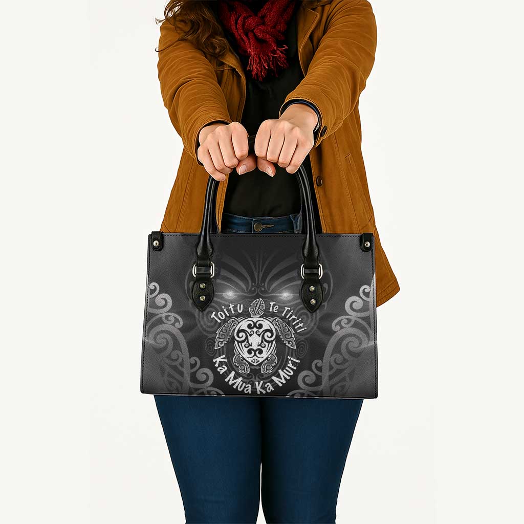 Aotearoa Toitu Te Tiriti Leather Bag Ka Mua Ka Muri