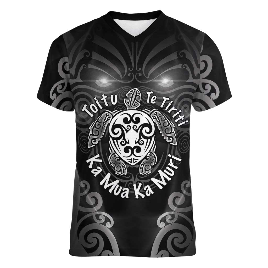 Aotearoa Toitu Te Tiriti Women V-Neck T-Shirt Ka Mua Ka Muri