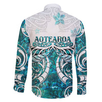 New Zealand Aotearoa Kia Ora Family Matching Off Shoulder Maxi Dress and Hawaiian Shirt Paua Shell Maori Silver Fern LT05 - Polynesian Pride