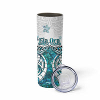 New Zealand Aotearoa Kia Ora Skinny Tumbler Paua Shell Maori Silver Fern LT05 - Polynesian Pride