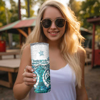 New Zealand Aotearoa Kia Ora Skinny Tumbler Paua Shell Maori Silver Fern LT05 - Polynesian Pride