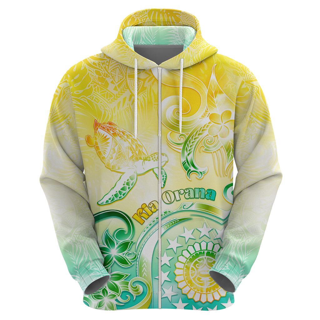 Personalised Cook Islands Kia Orana Hoodie Polynesian Turtle With Circle Stars LT05 - Polynesian Pride