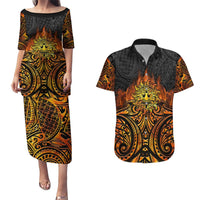 New Zealand Tamanuitera The Sun Couples Matching Puletasi and Hawaiian Shirt Maori Pattern