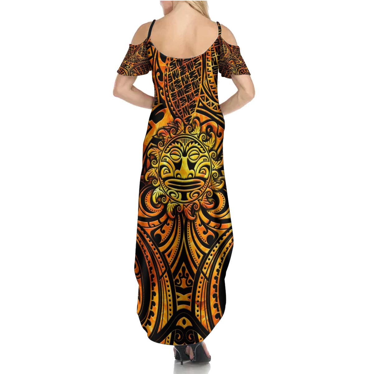 New Zealand Tamanuitera The Sun Family Matching Summer Maxi Dress and Hawaiian Shirt Maori Pattern LT05 - Polynesian Pride