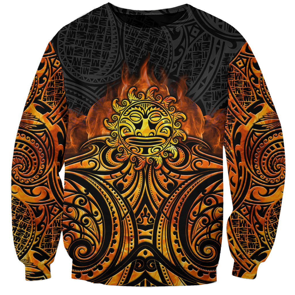 New Zealand Tamanuitera The Sun Sweatshirt Maori Pattern LT05 Unisex Orange - Polynesian Pride