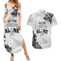 Personalised Polynesia Brain Cancer Couples Matching Summer Maxi Dress and Hawaiian Shirt No One Fights Alone