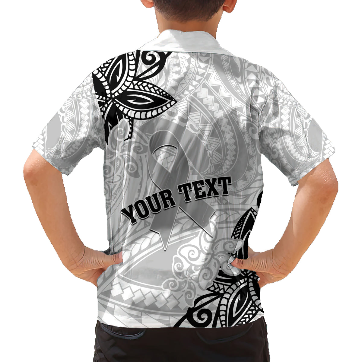 Personalised Polynesia Brain Cancer Kid Hawaiian Shirt No One Fights Alone