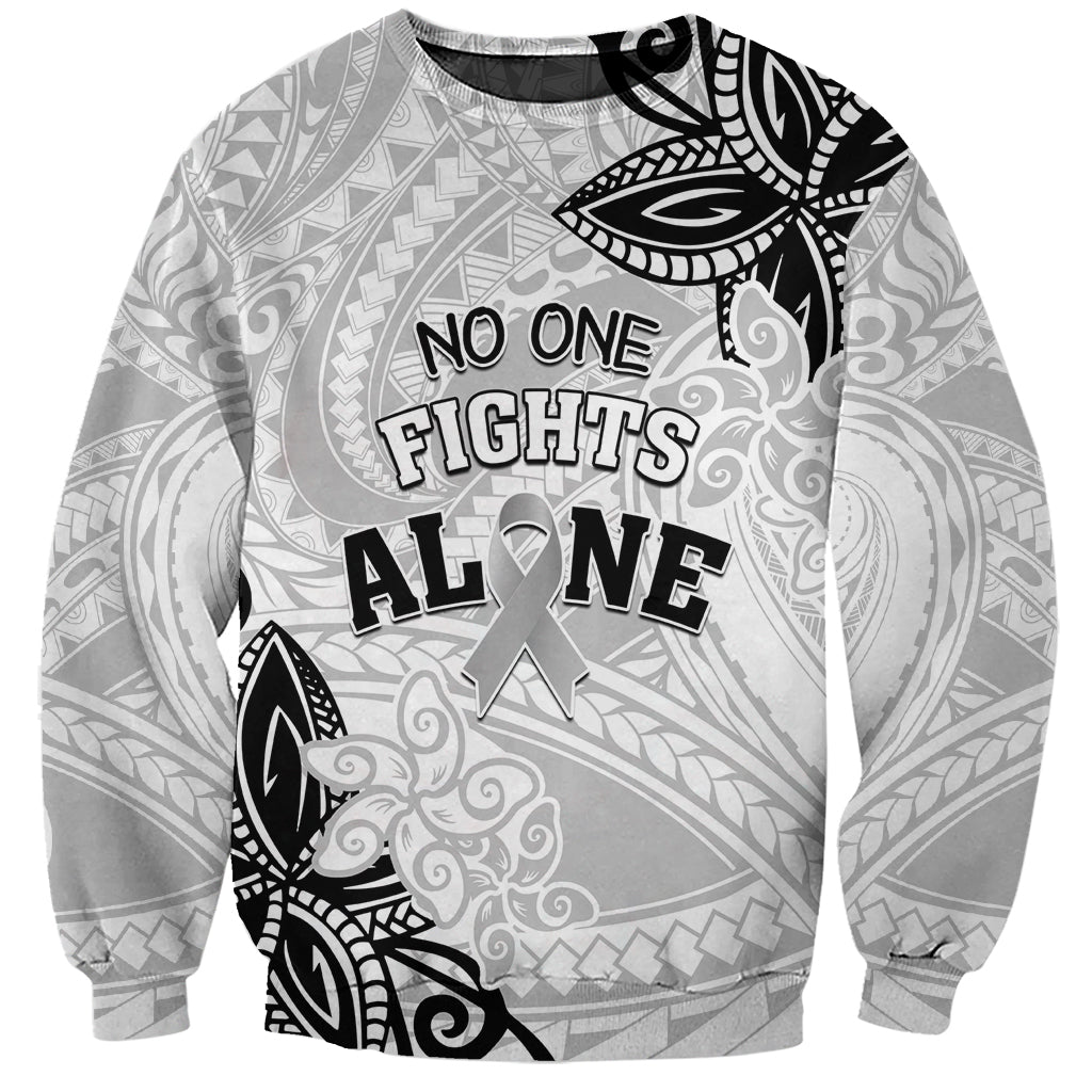 Personalised Polynesia Brain Cancer Sweatshirt No One Fights Alone