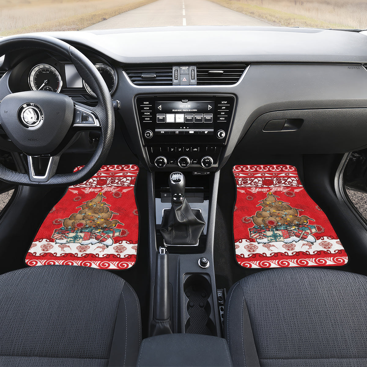 New Zealand Christmas In July Car Mats Maori Kiwi Xmas Tree - Red