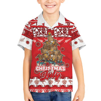 Personalised New Zealand Christmas In July Family Matching Long Sleeve Bodycon Dress and Hawaiian Shirt Maori Kiwi Xmas Tree - Red LT05 Son's Shirt Red - Polynesian Pride