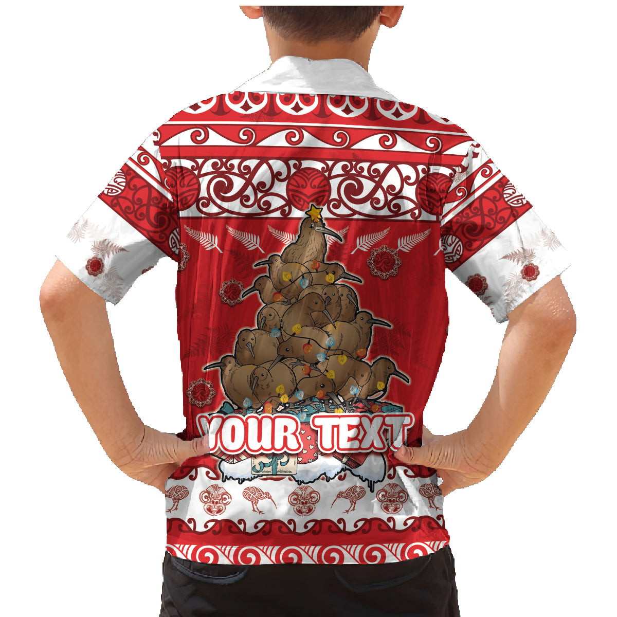 Personalised New Zealand Christmas In July Family Matching Mermaid Dress and Hawaiian Shirt Maori Kiwi Xmas Tree - Red LT05 - Polynesian Pride