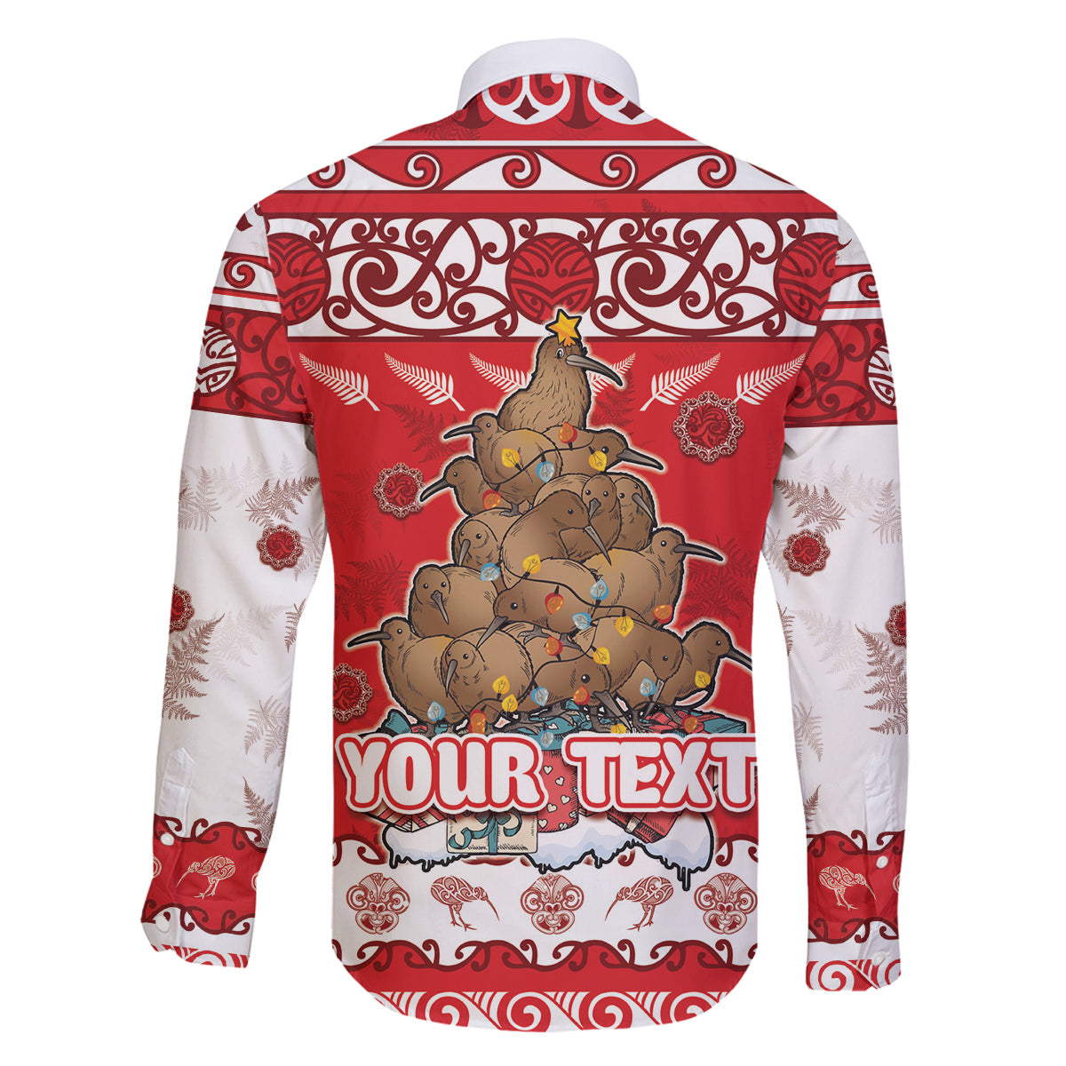 Personalised New Zealand Christmas In July Family Matching Puletasi and Hawaiian Shirt Maori Kiwi Xmas Tree - Red LT05 - Polynesian Pride