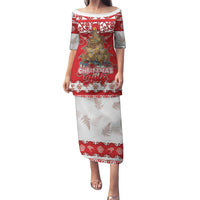 Personalised New Zealand Christmas In July Family Matching Puletasi and Hawaiian Shirt Maori Kiwi Xmas Tree - Red LT05 Mom's Dress Red - Polynesian Pride