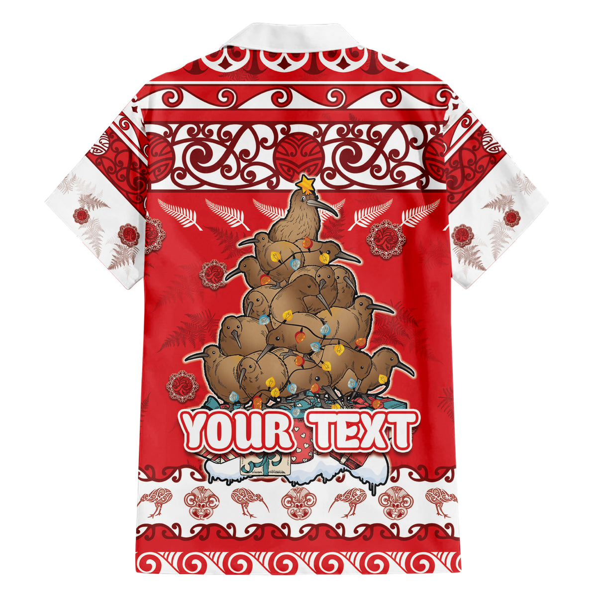 Personalised New Zealand Christmas In July Family Matching Short Sleeve Bodycon Dress and Hawaiian Shirt Maori Kiwi Xmas Tree - Red LT05 - Polynesian Pride