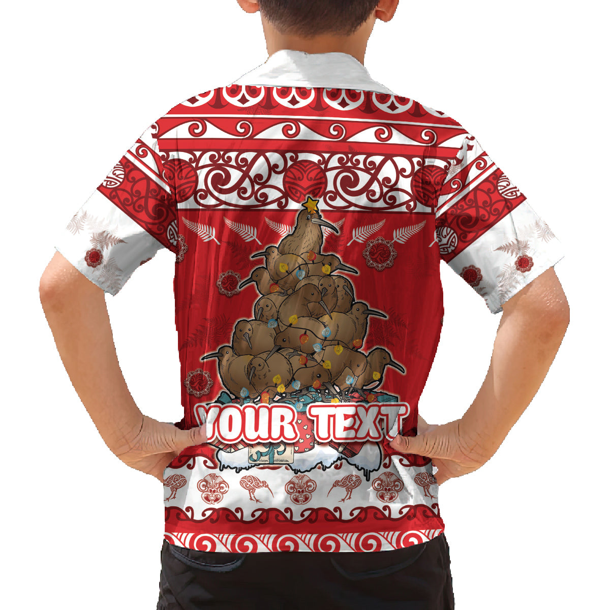 Personalised New Zealand Christmas In July Family Matching Summer Maxi Dress and Hawaiian Shirt Maori Kiwi Xmas Tree - Red LT05 - Polynesian Pride