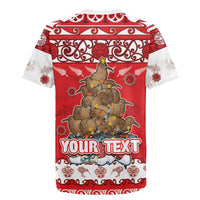 Personalised New Zealand Christmas In July Rugby Jersey Maori Kiwi Xmas Tree - Red