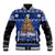 Personalised New Zealand July Christmas Baseball Jacket Maori Kiwi Xmas Tree - Blue