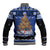 Personalised New Zealand July Christmas Baseball Jacket Maori Kiwi Xmas Tree - Blue