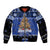 Personalised New Zealand July Christmas Bomber Jacket Maori Kiwi Xmas Tree - Blue